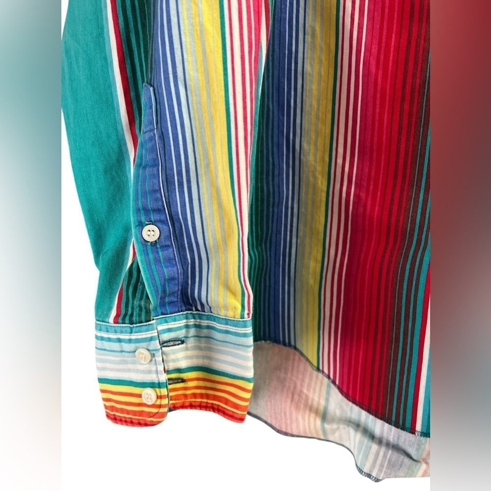 Wrangler cowboy cut rainbow retro long sleeve button down shirt - Picture 2 of 4
